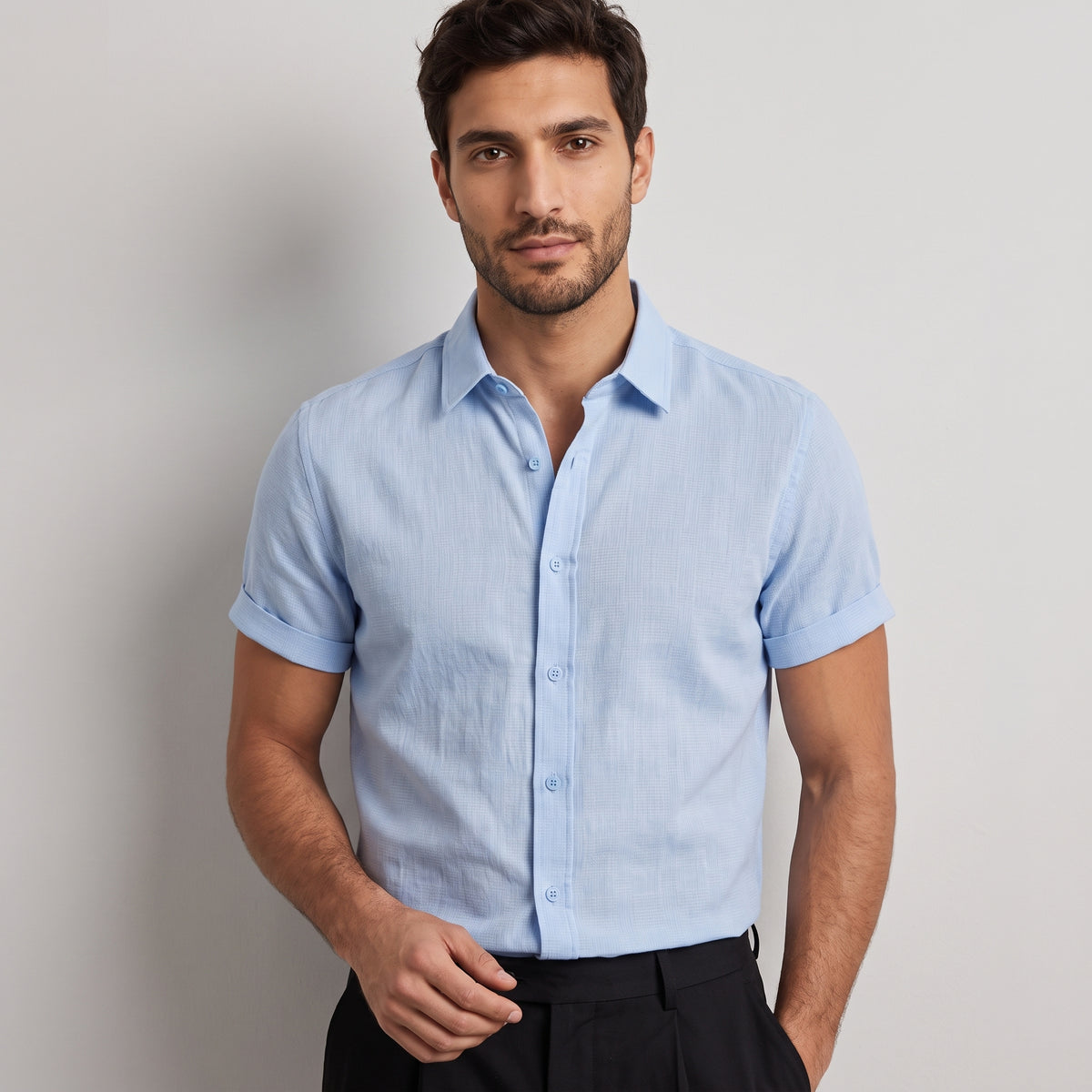 Grid Shirt- half sleeves