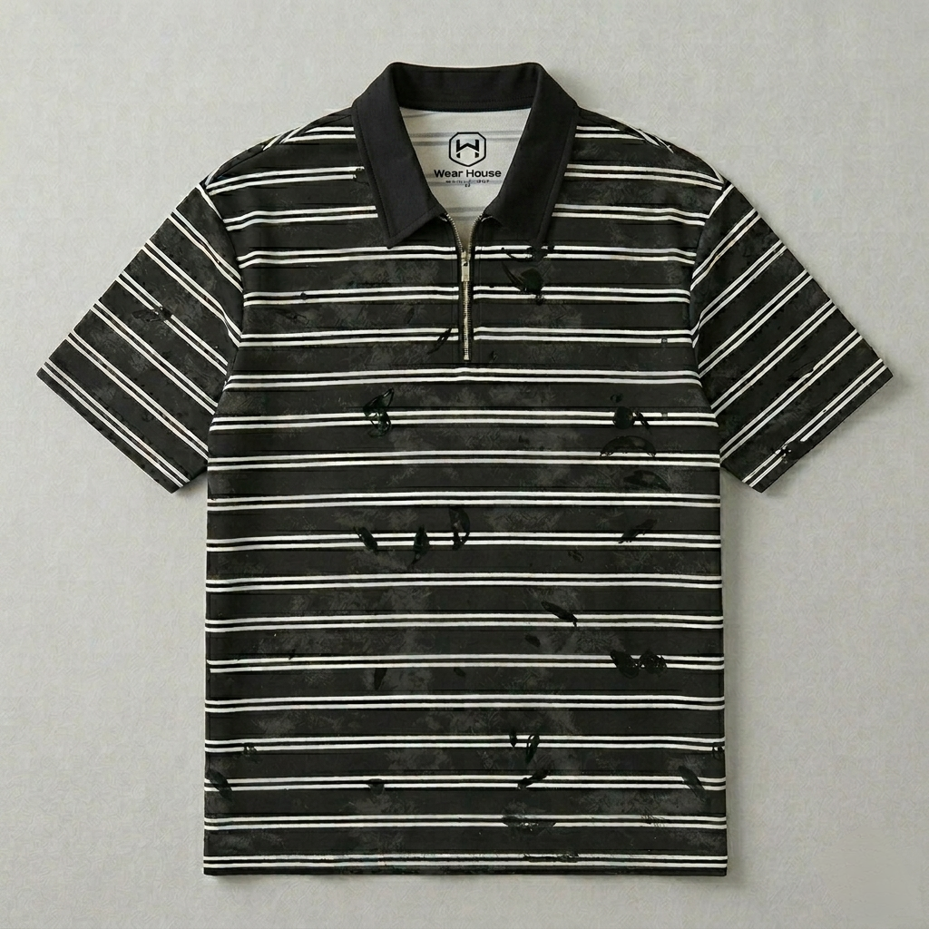 Oversize striped polo T-shirt