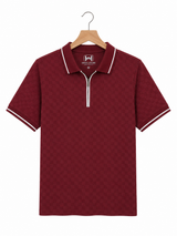 Knitted polo Chess lapel-zipper