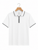Knitted polo Chess lapel-zipper