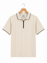 Knitted polo Chess lapel-zipper