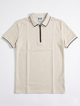 Knitted polo Chess lapel-zipper