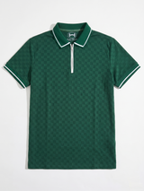 Knitted polo Chess lapel-zipper