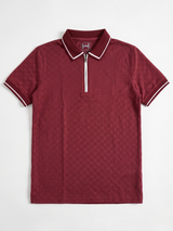 Knitted polo Chess lapel-zipper