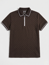 Knitted polo Chess lapel-zipper